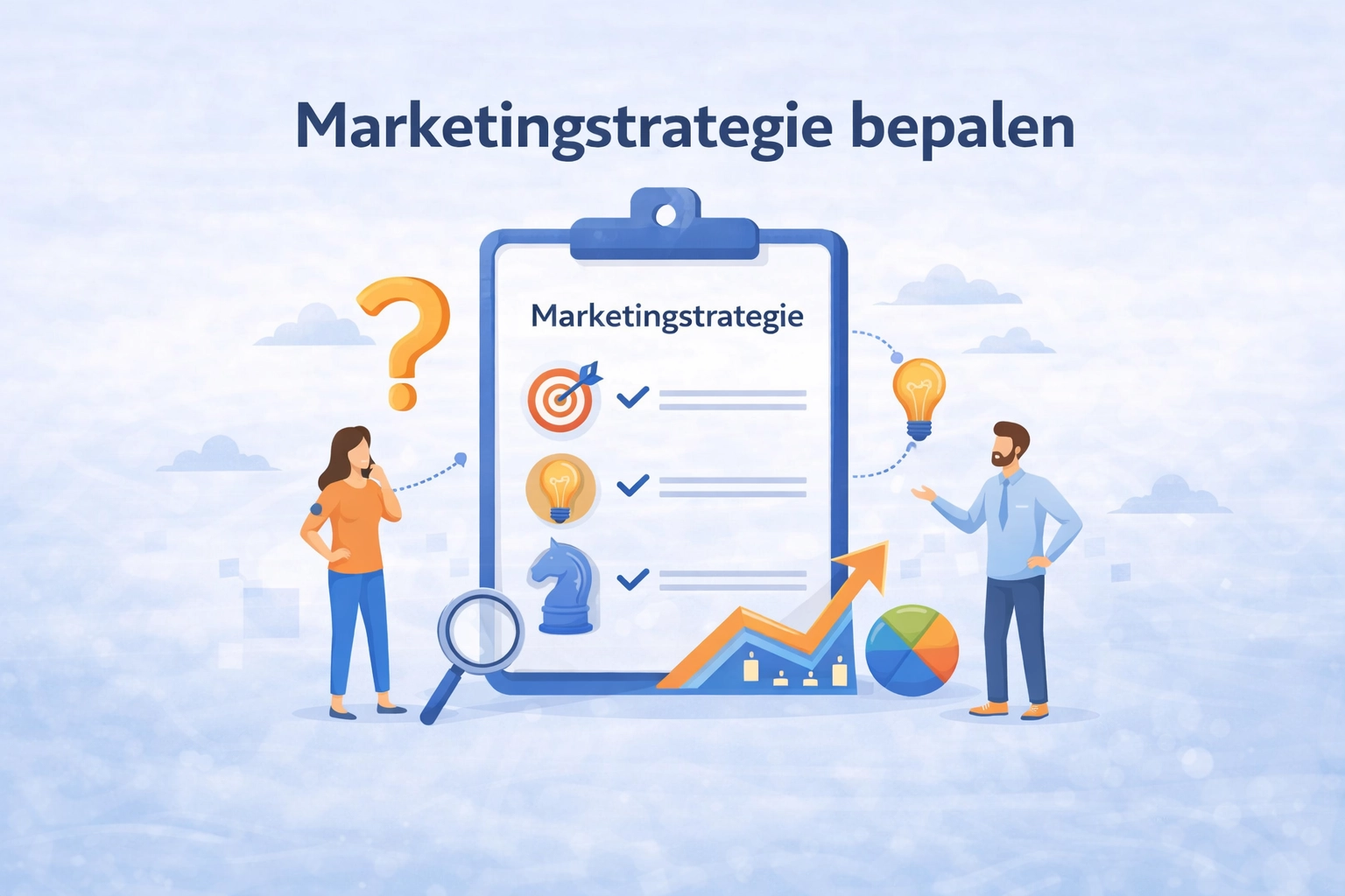 Deze afbeelding illustreert hoe je een marketingstrategie kunt bepalen